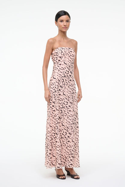 STAUD Sale Cassie Silk Dress Almond Black