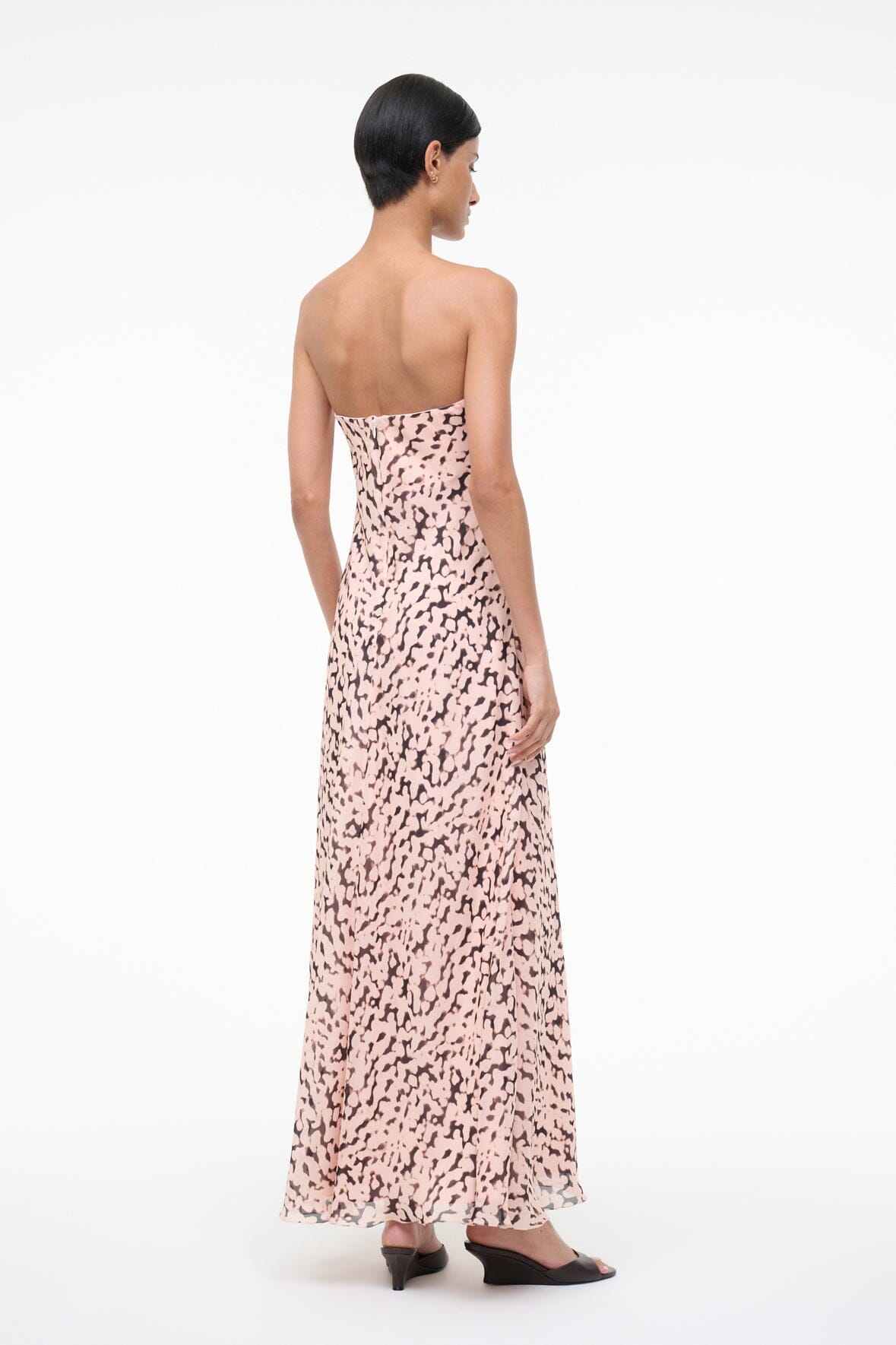 STAUD Sale Cassie Silk Dress Almond Black