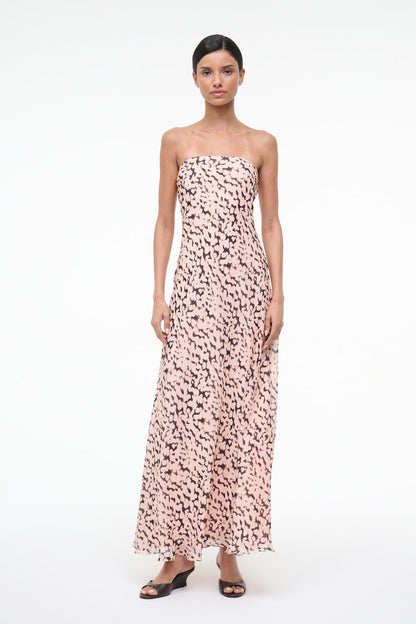 STAUD Sale Cassie Silk Dress Almond Black