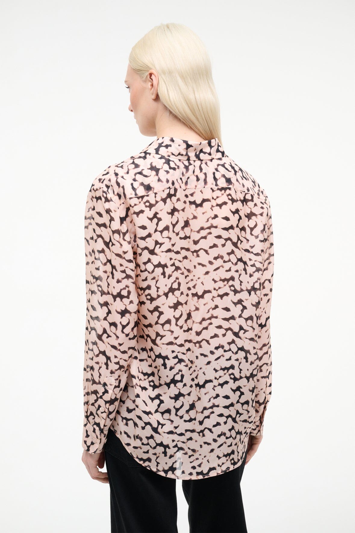 STAUD Sale Roxbury Silk Shirt Almond Black