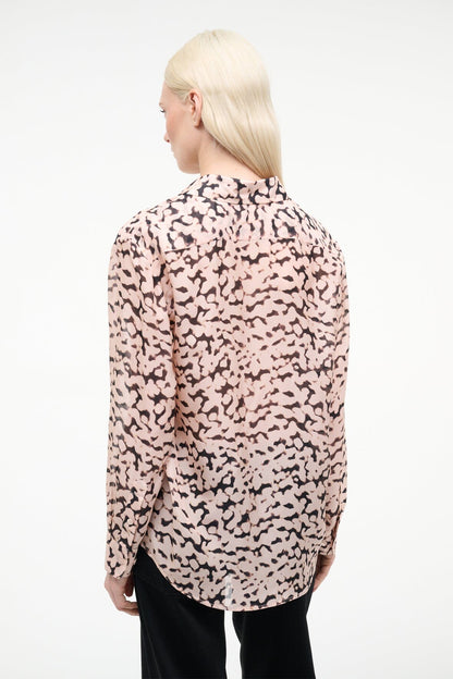 STAUD Sale Roxbury Silk Shirt Almond Black