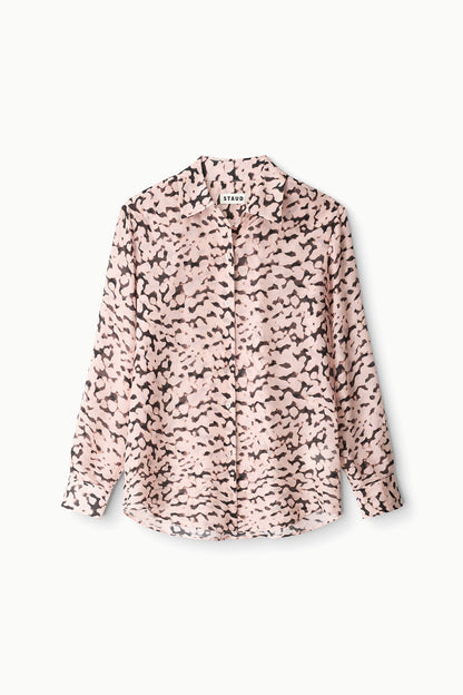 STAUD Sale Roxbury Silk Shirt Almond Black