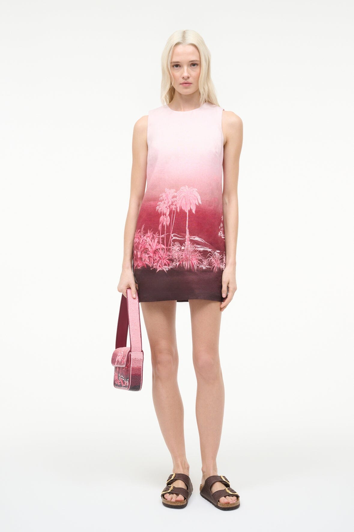STAUD Sale Brea Linen Dress California Clouds