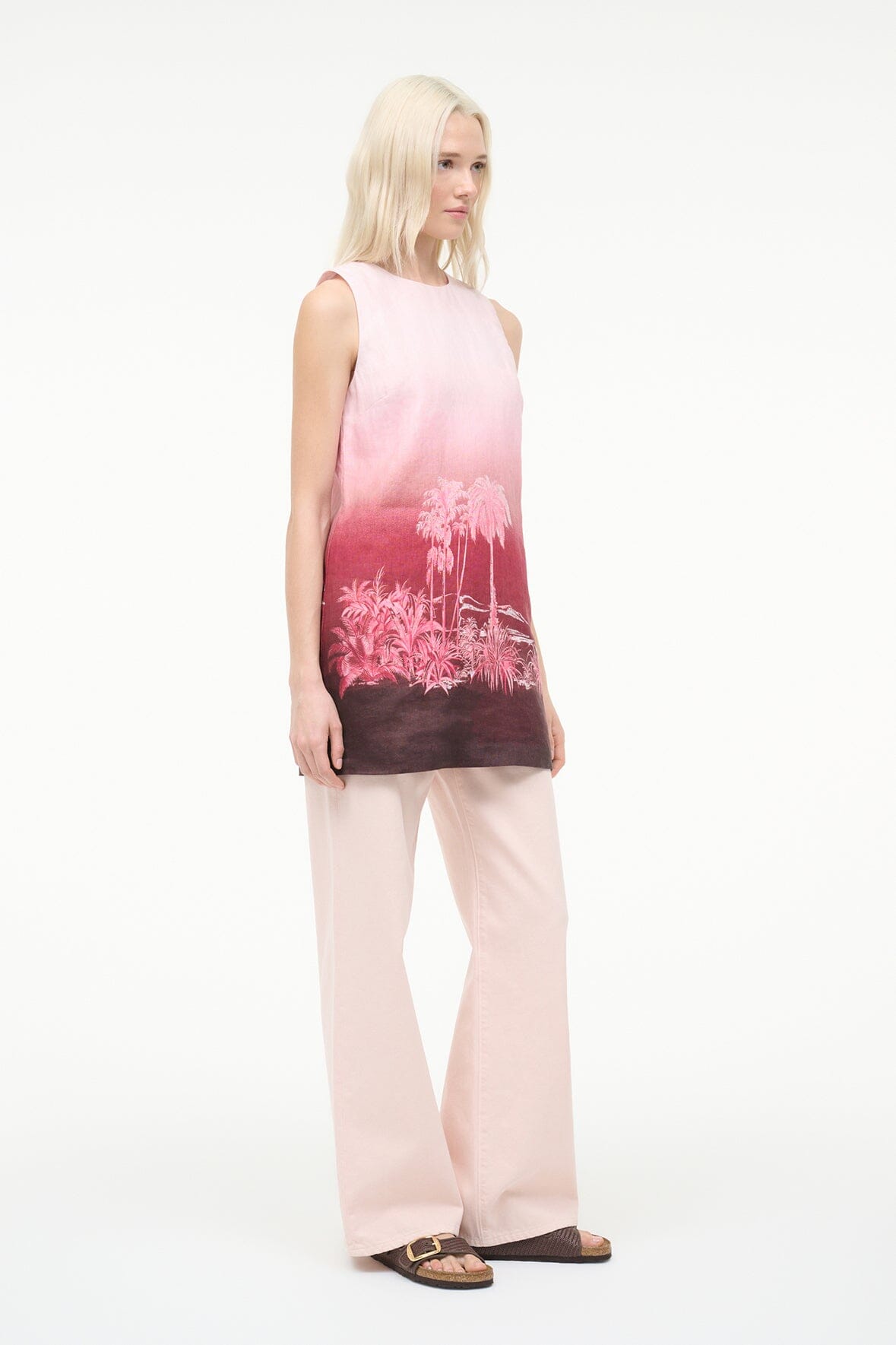STAUD Sale Brea Linen Dress California Clouds