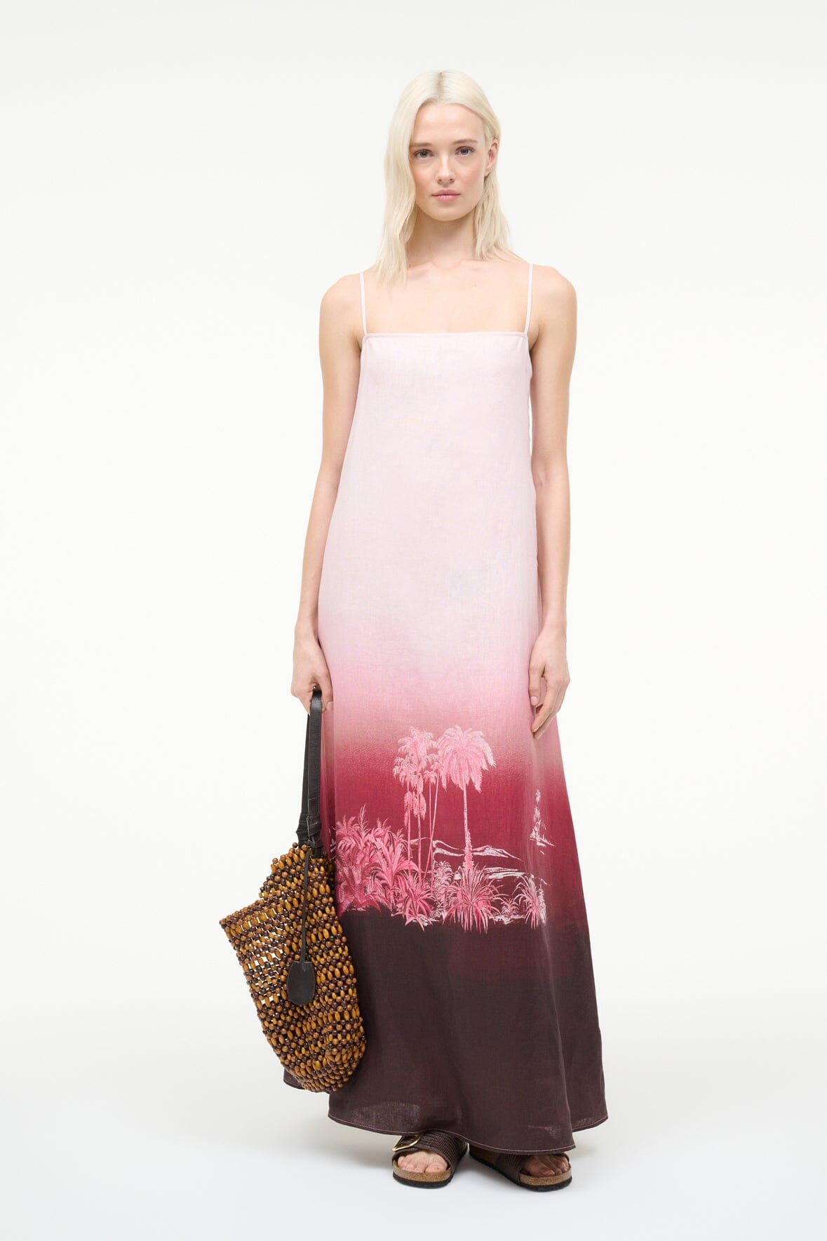 STAUD Sale Laura Linen Dress California Clouds