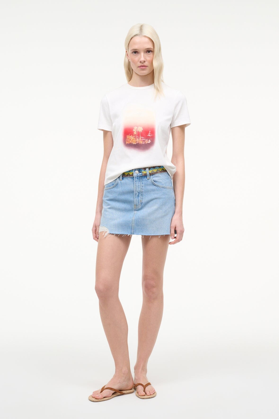 STAUD Sale Crew Neck T Shirt California Sunset