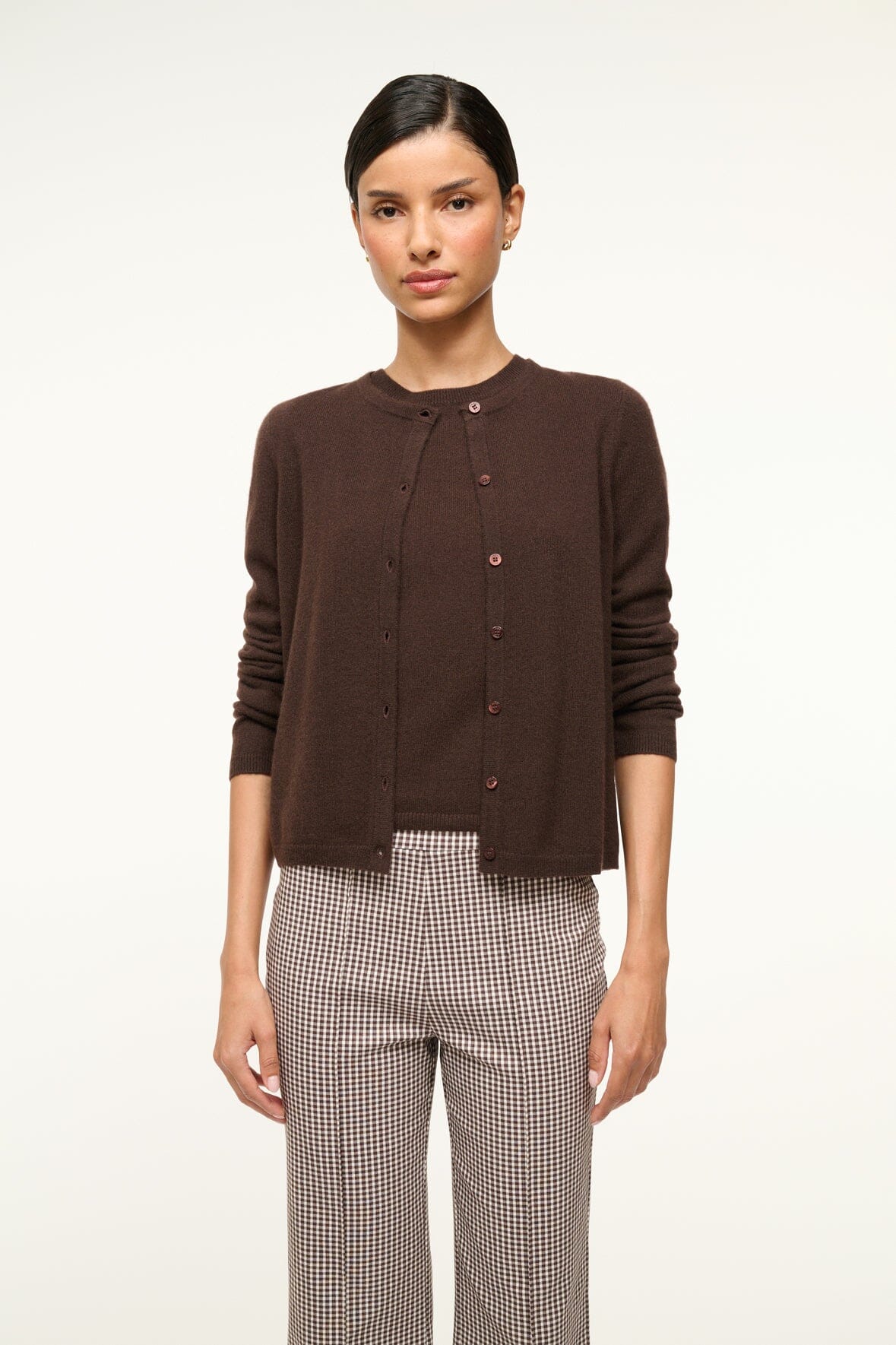 STAUD Sale Midnight Cashmere Cardigan Dark Chocolate