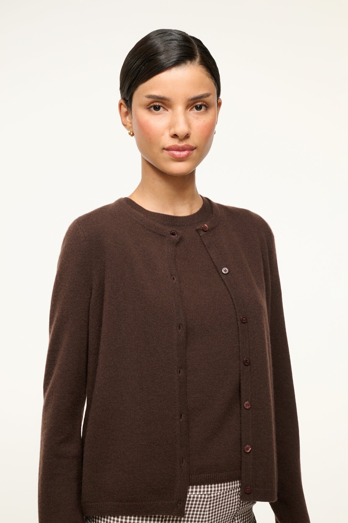 STAUD Sale Midnight Cashmere Cardigan Dark Chocolate