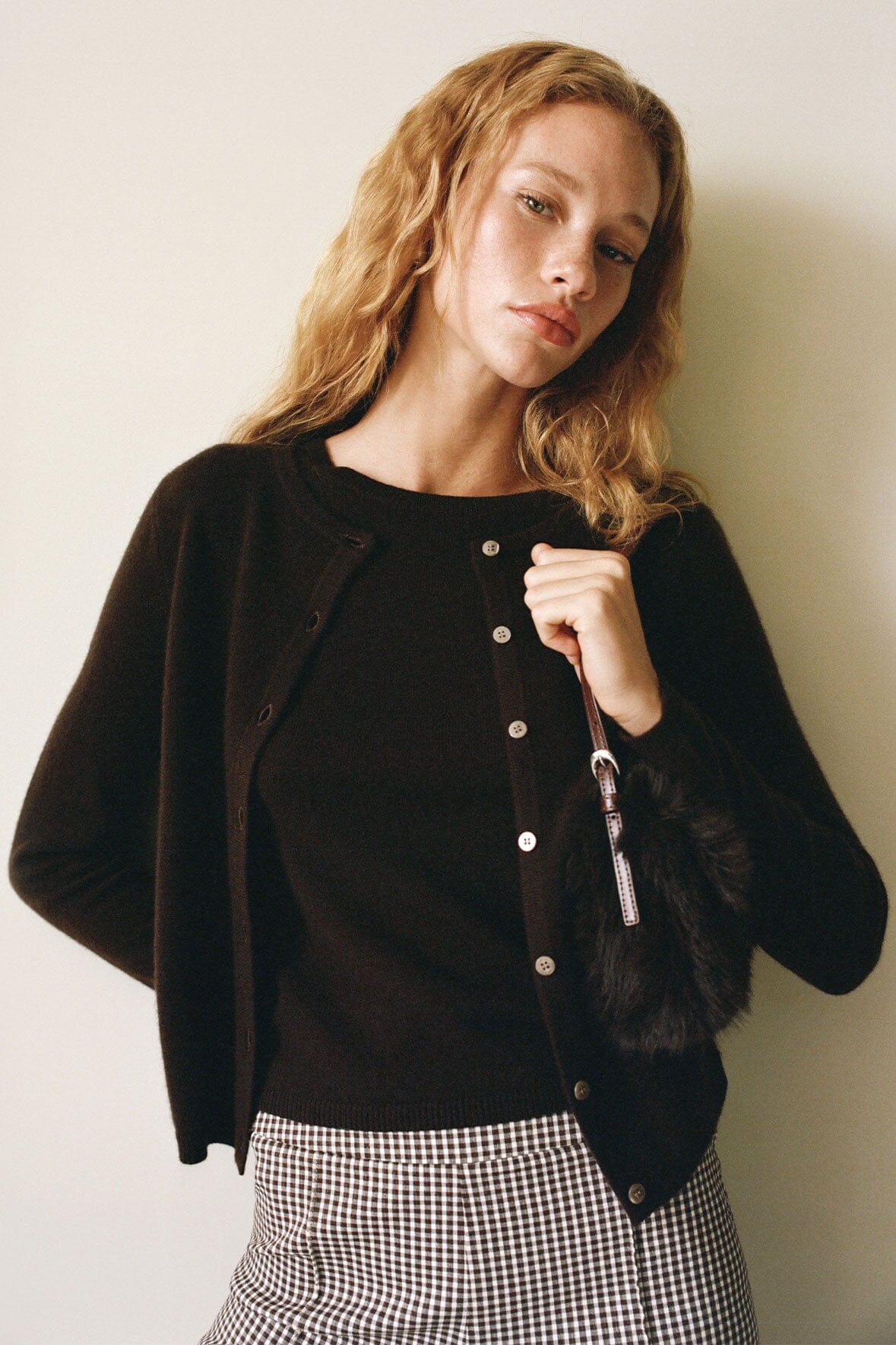 STAUD Sale Midnight Cashmere Cardigan Dark Chocolate
