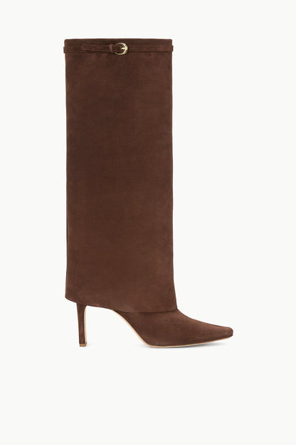 STAUD Sale Wally Foldover High Heel Boot Mahogany Suede