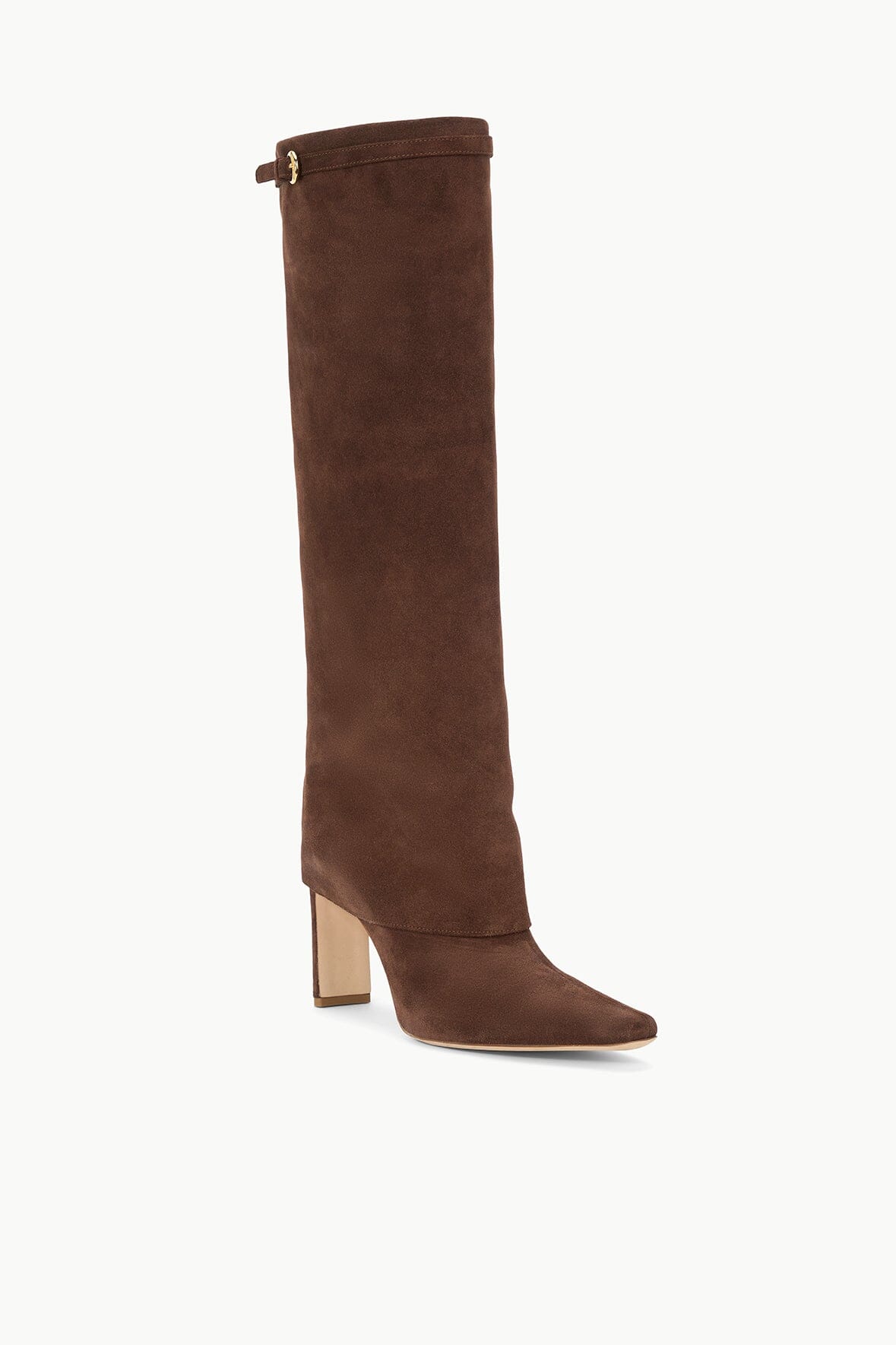 STAUD Sale Wally Foldover High Heel Boot Mahogany Suede