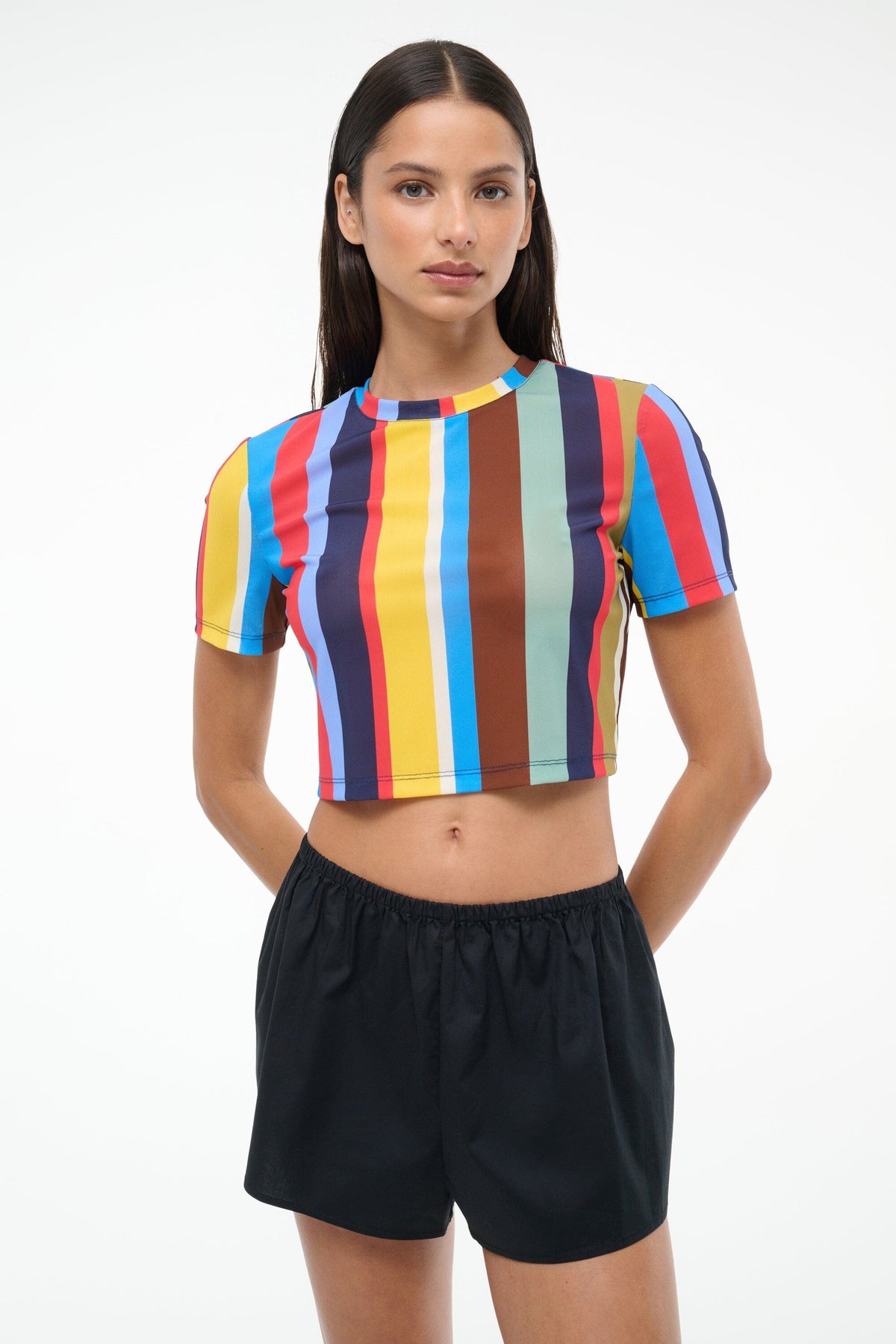 STAUD Sale Fernanda Coverup Top Market Stripe