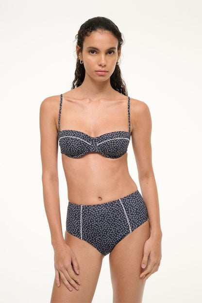 STAUD Sale Jo Balconette Bikini Top Black Woodblock Ditsy Floral