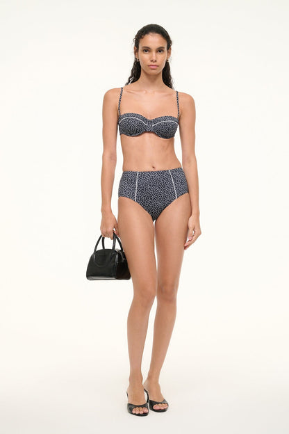 STAUD Sale Brenton Bikini Bottom Black Woodblock Ditsy Floral