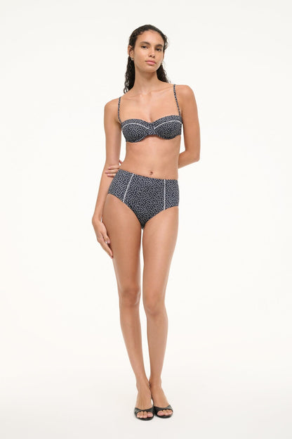 STAUD Sale Brenton Bikini Bottom Black Woodblock Ditsy Floral