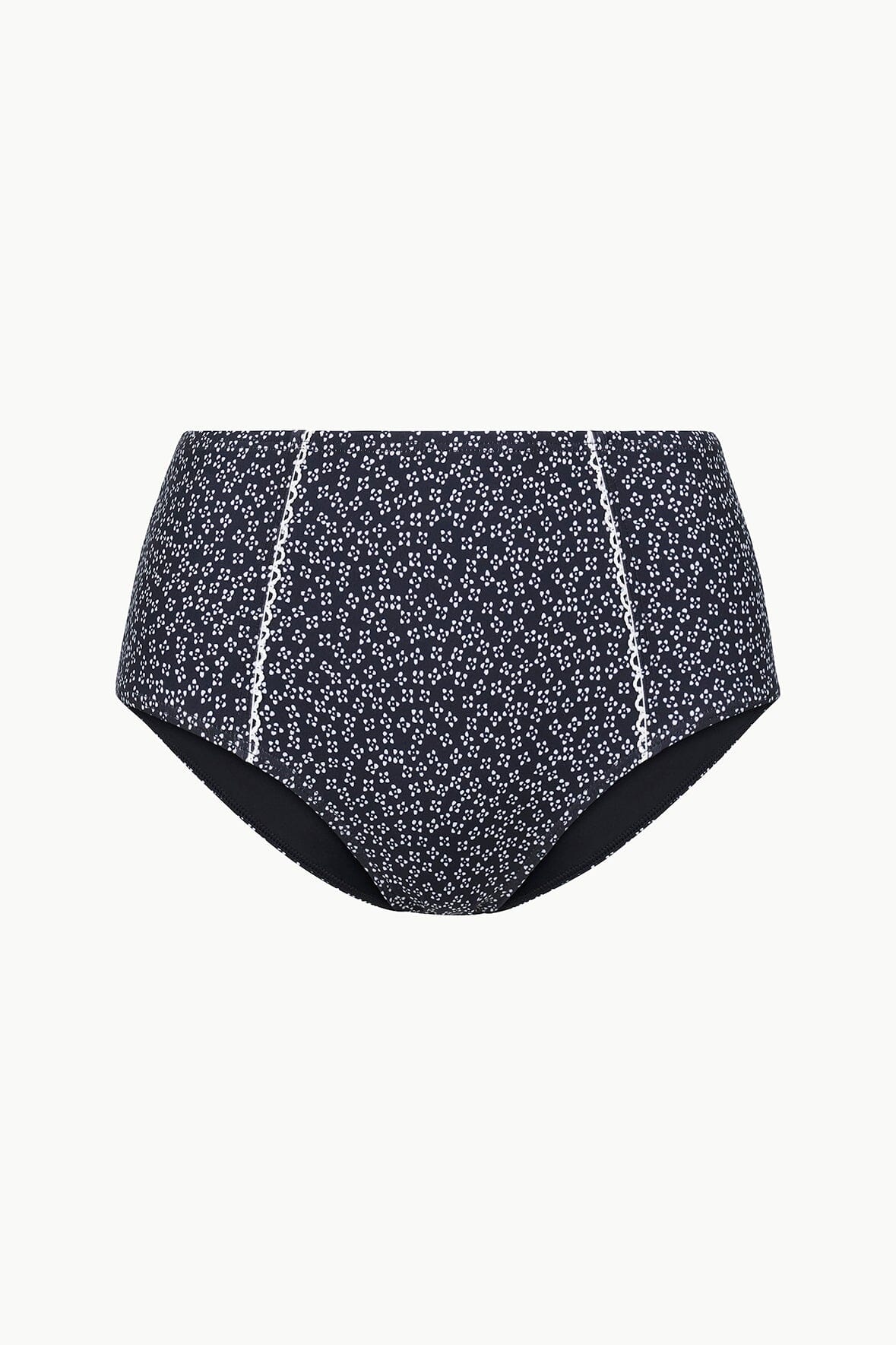 STAUD Sale Brenton Bikini Bottom Black Woodblock Ditsy Floral