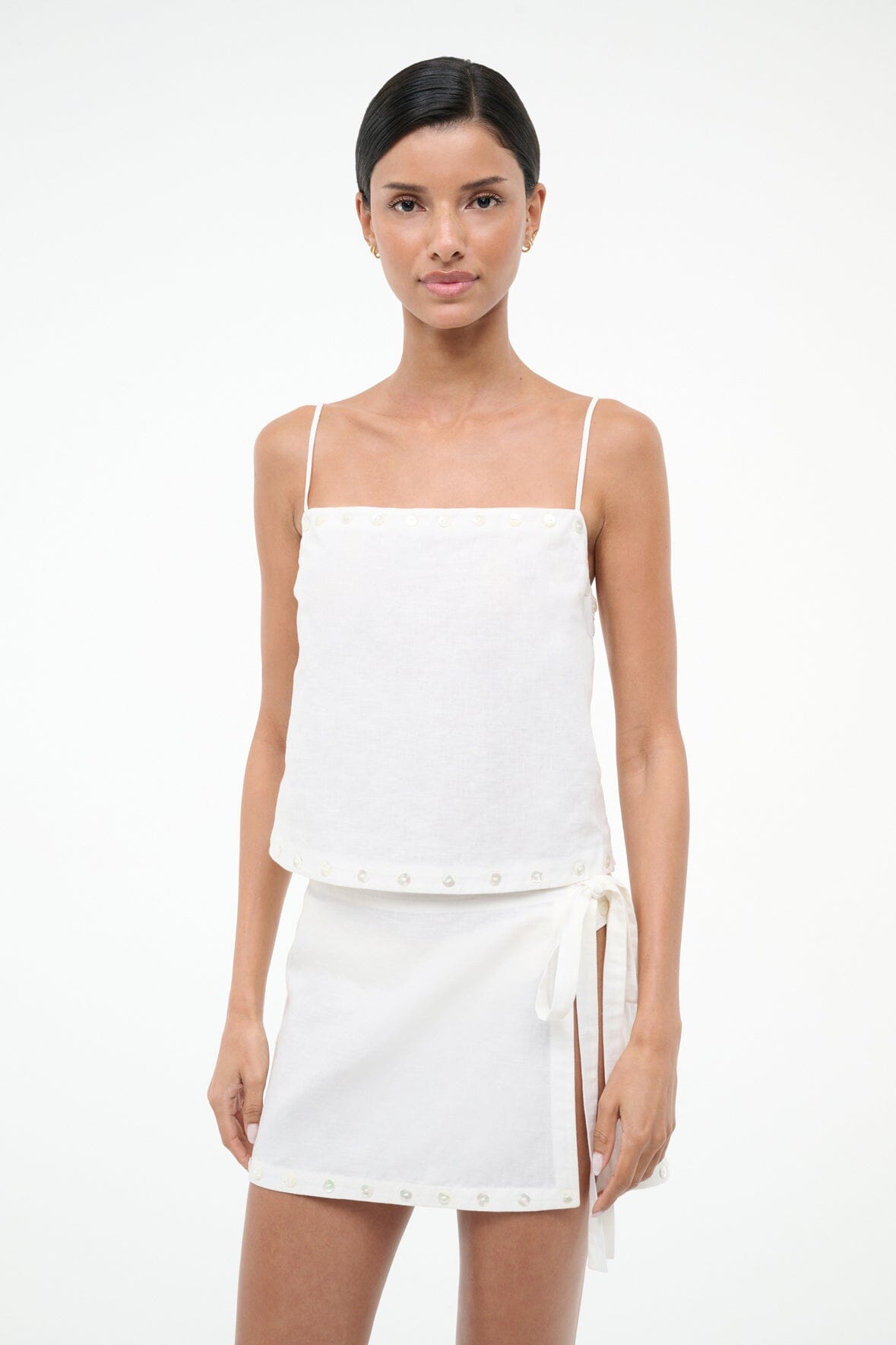 STAUD Sale Zandra Linen Skirt Ivory