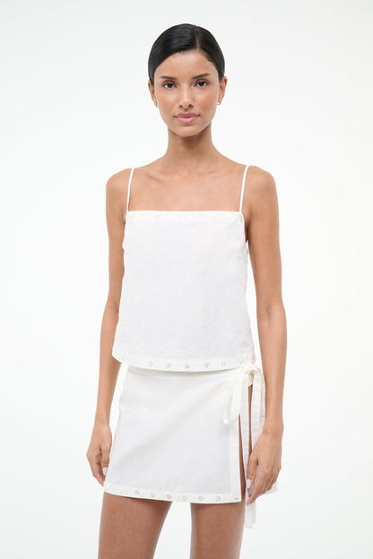 STAUD Sale Zandra Linen Skirt Ivory