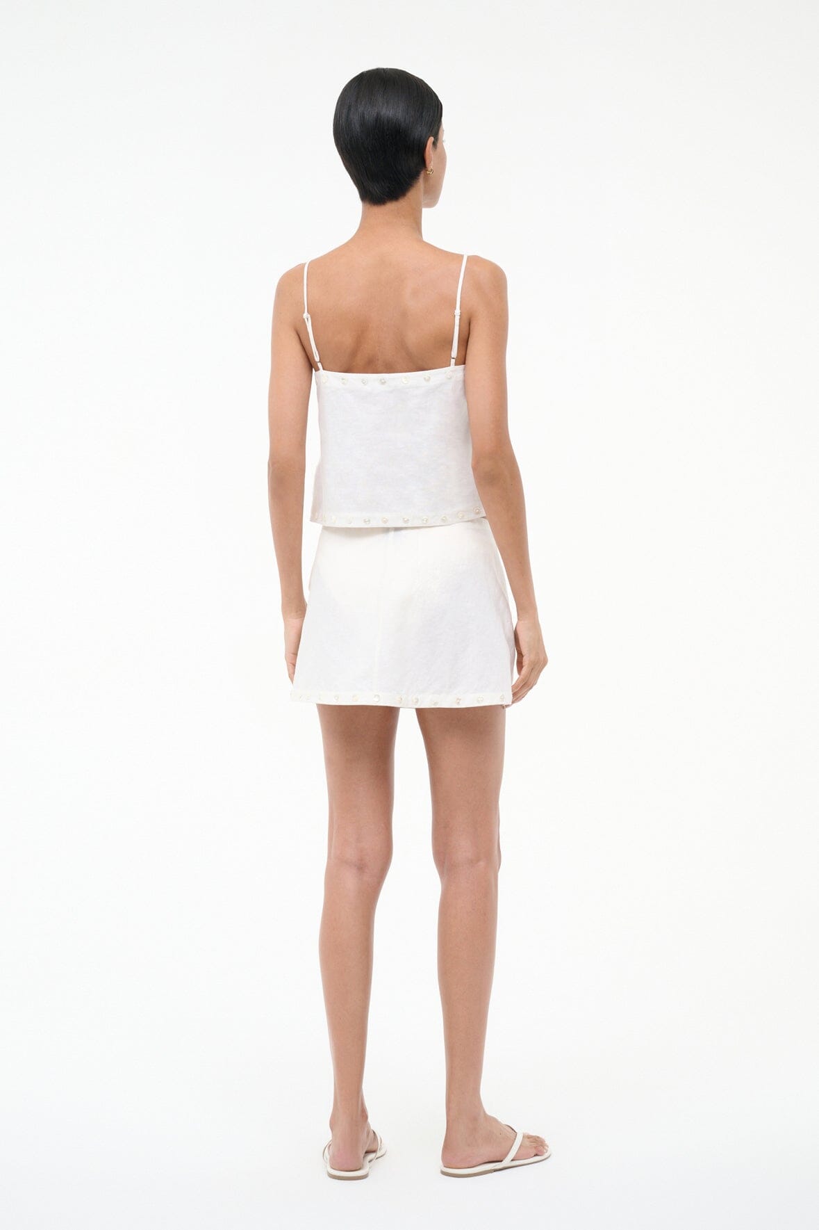STAUD Sale Zandra Linen Skirt Ivory