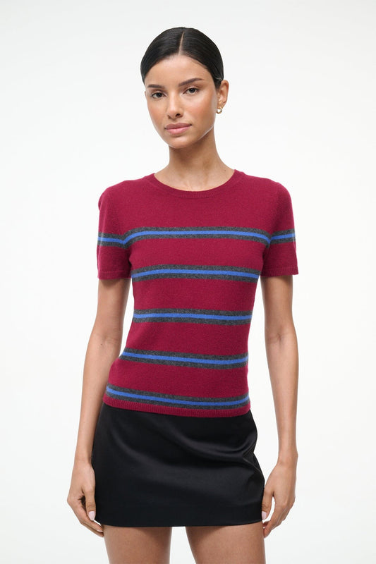 STAUD Clothing Easy Cashmere Tee Crimson Stripe
