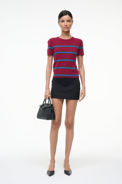 STAUD Clothing Easy Cashmere Tee Crimson Stripe