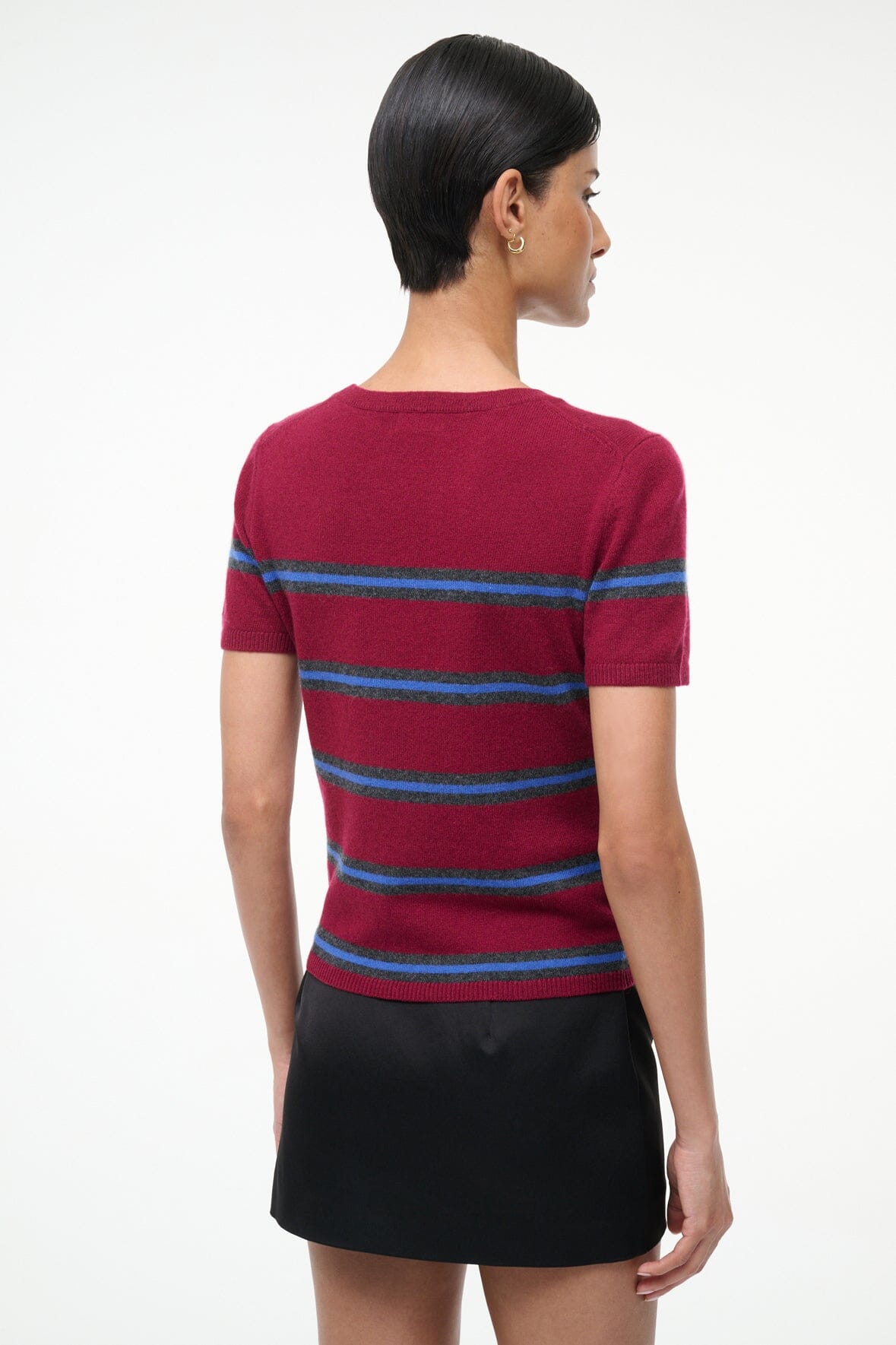 STAUD Clothing Easy Cashmere Tee Crimson Stripe