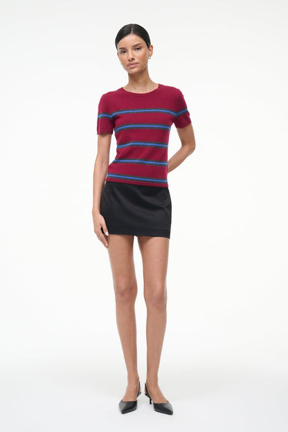 STAUD Clothing Easy Cashmere Tee Crimson Stripe