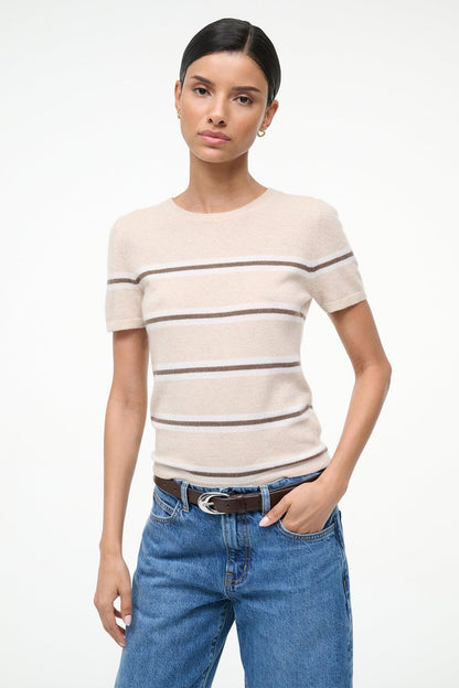 STAUD Clothing Easy Cashmere Tee Whisper Stripe