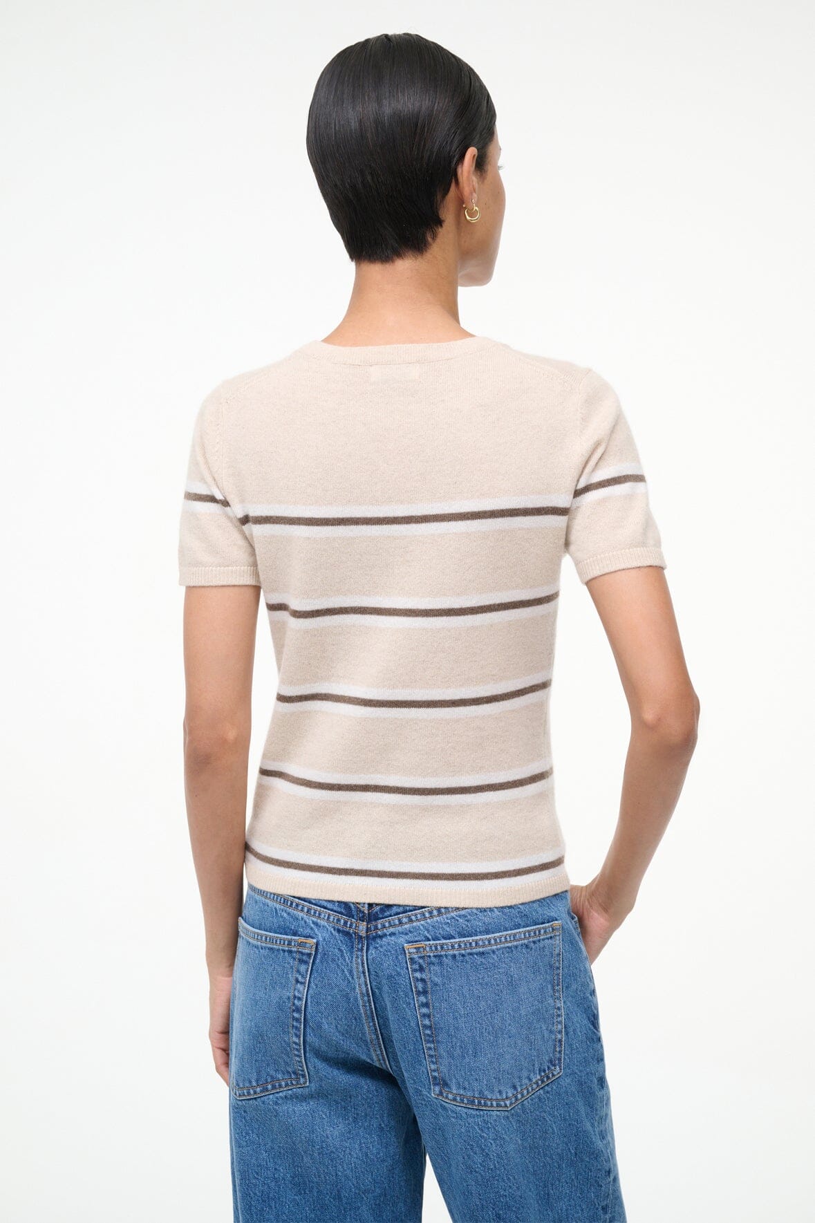 STAUD Clothing Easy Cashmere Tee Whisper Stripe