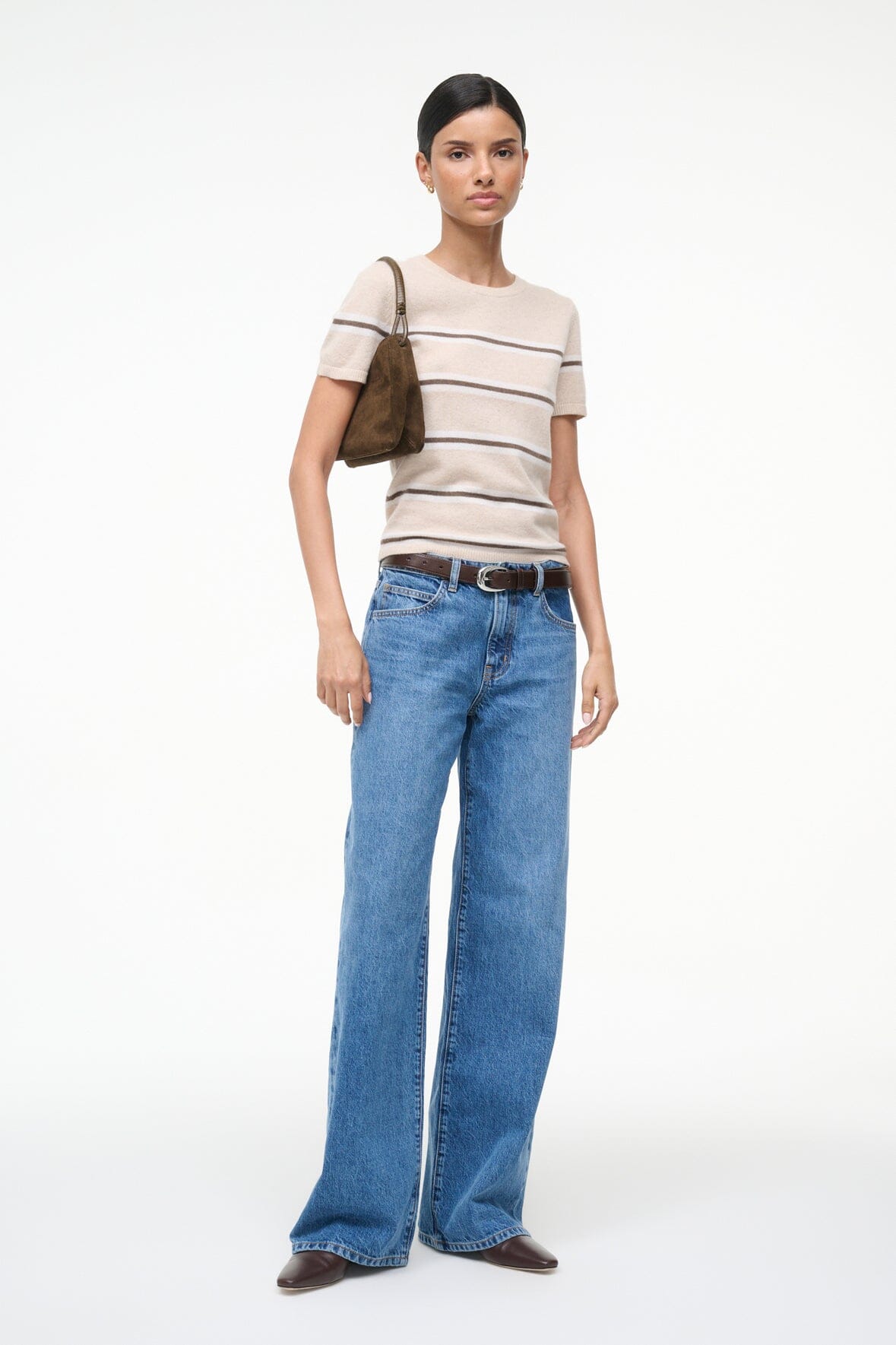 STAUD Clothing Easy Cashmere Tee Whisper Stripe