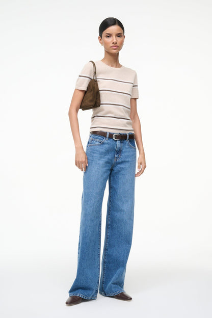 STAUD Clothing Easy Cashmere Tee Whisper Stripe