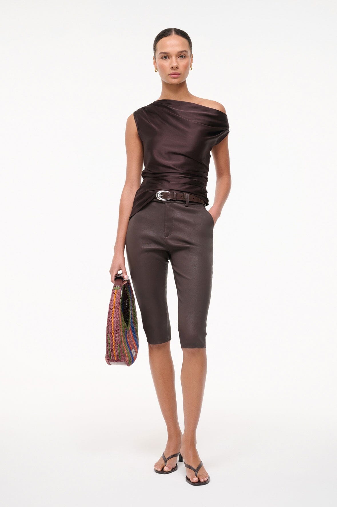STAUD Clothing Phare Silk Top Earth