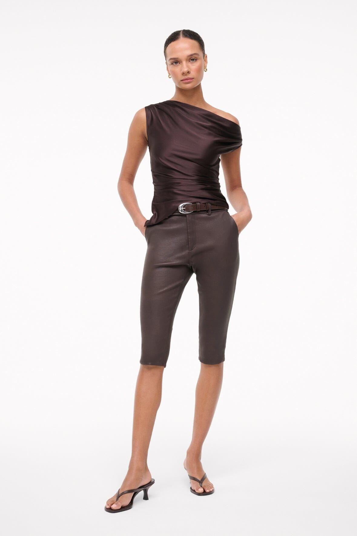 STAUD Clothing Phare Silk Top Earth