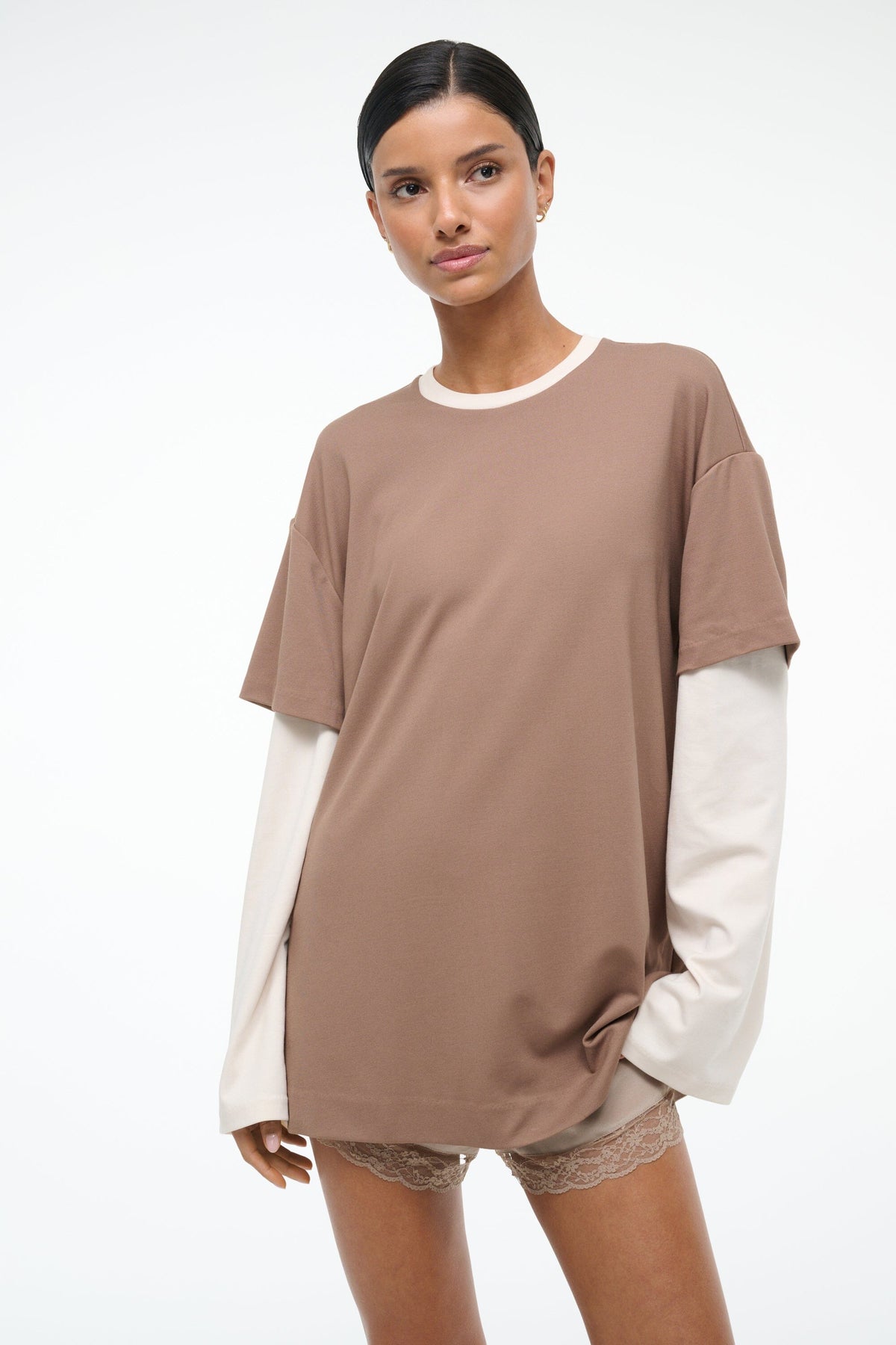 STAUD Clothing William Tee Taupe/Ecru