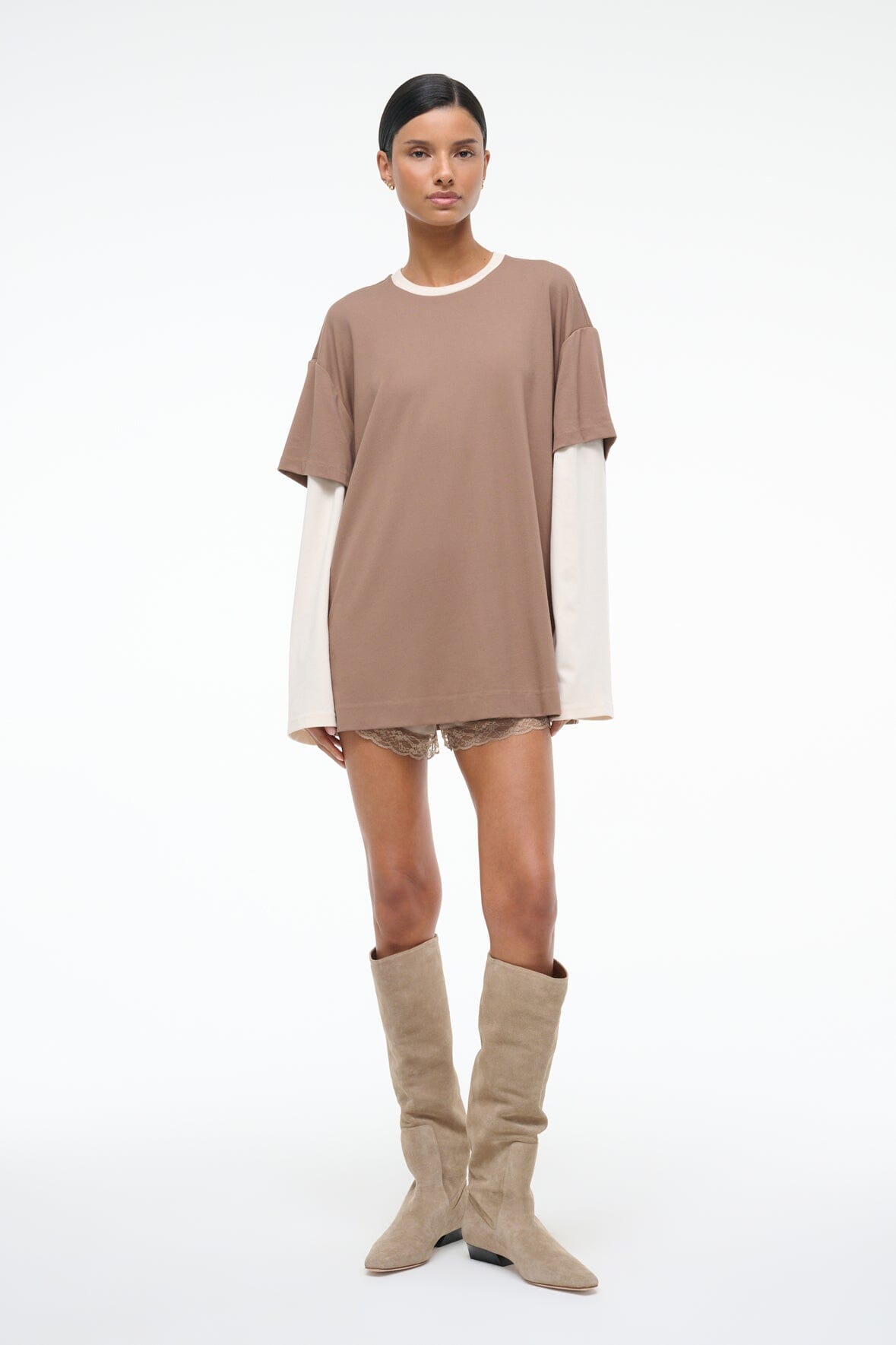 STAUD Clothing William Tee Taupe/Ecru