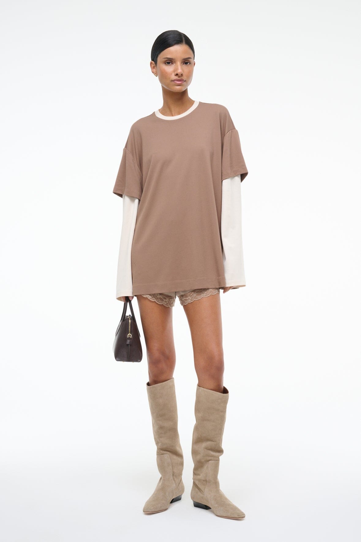STAUD Clothing William Tee Taupe/Ecru