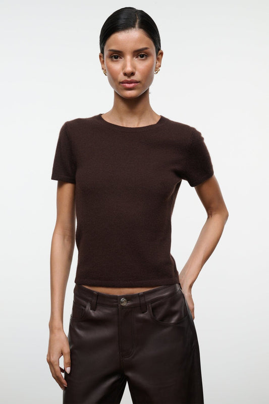 STAUD Clothing Easy Cashmere Tee Dark Chocolate