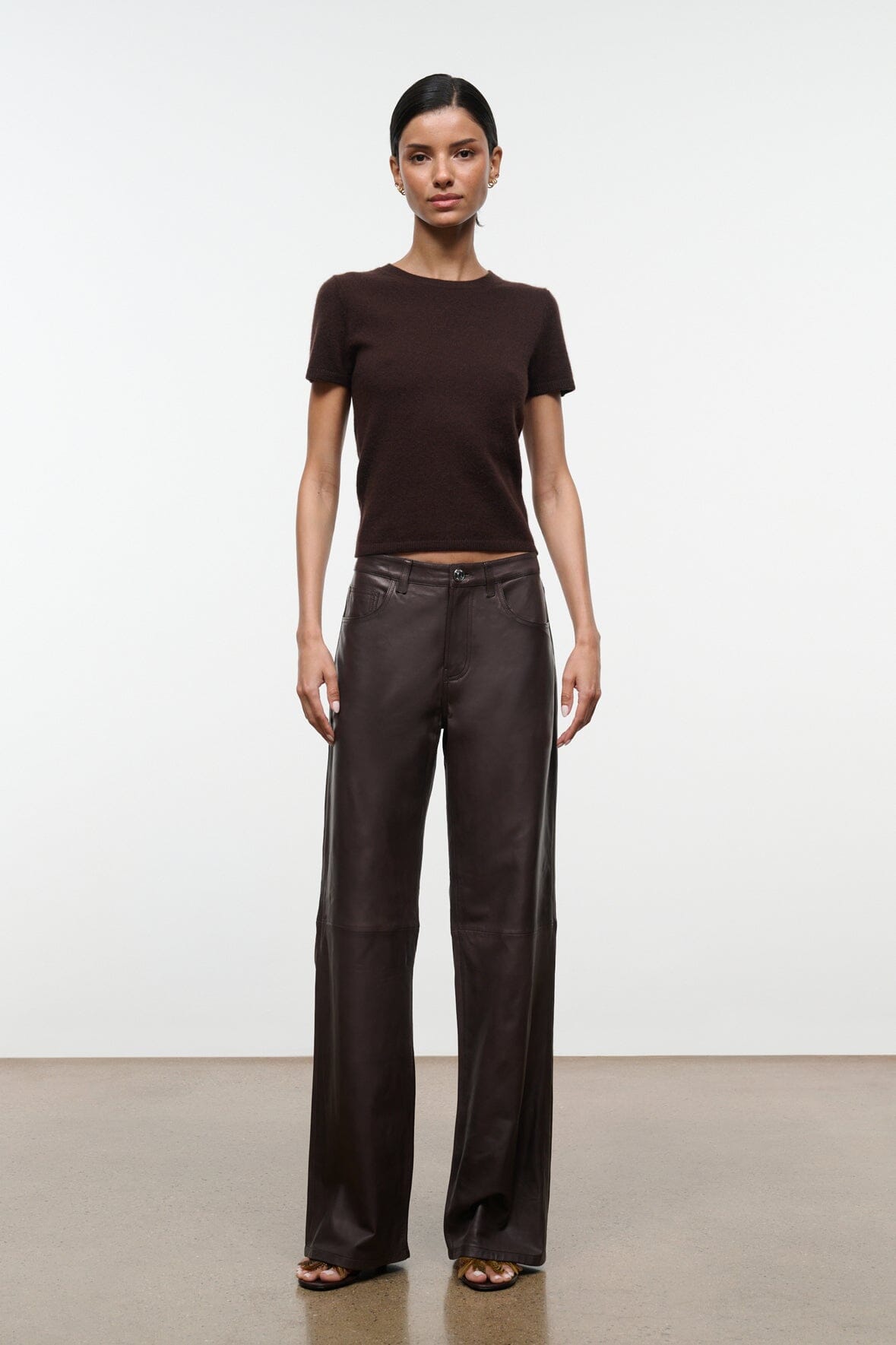 STAUD Clothing Easy Cashmere Tee Dark Chocolate