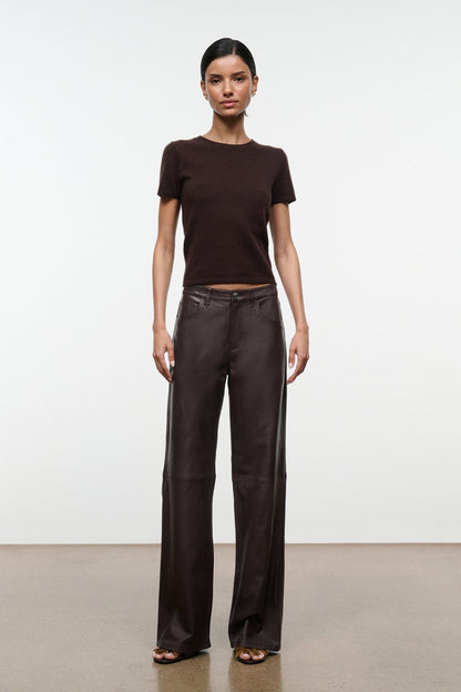 STAUD Clothing Easy Cashmere Tee Dark Chocolate