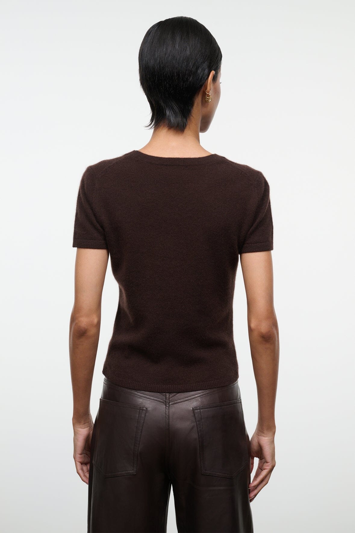 STAUD Clothing Easy Cashmere Tee Dark Chocolate