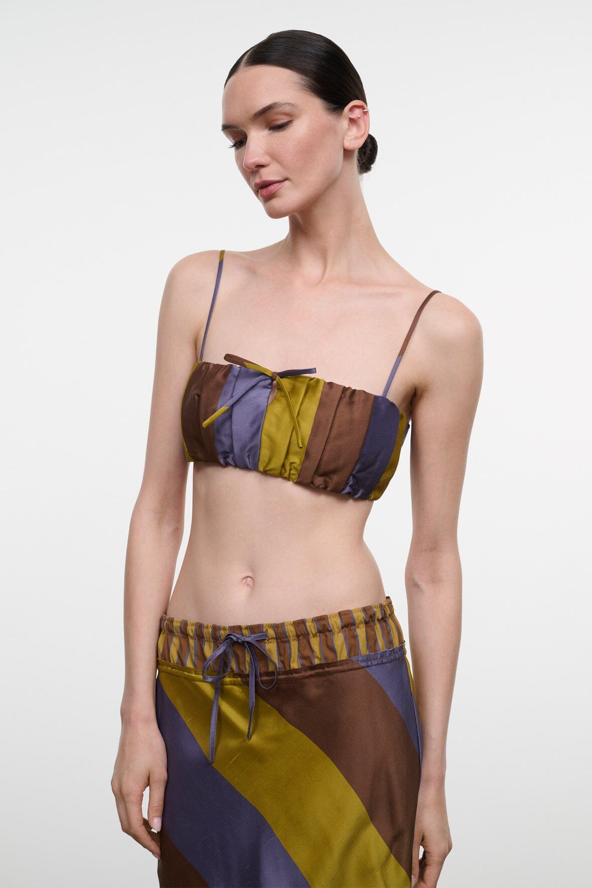 STAUD Clothing Sade Silk Top Sienna Stripe
