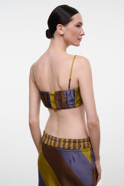 STAUD Clothing Sade Silk Top Sienna Stripe