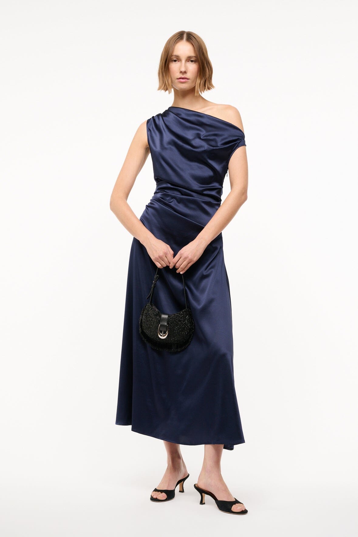 STAUD Dresses|Clothing Phare Silk Dress Navy