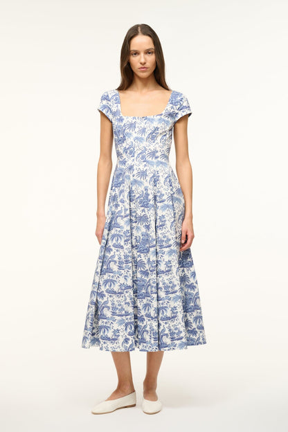 STAUD Dresses|Clothing Short Sleeve Wells Dress Blue Toile