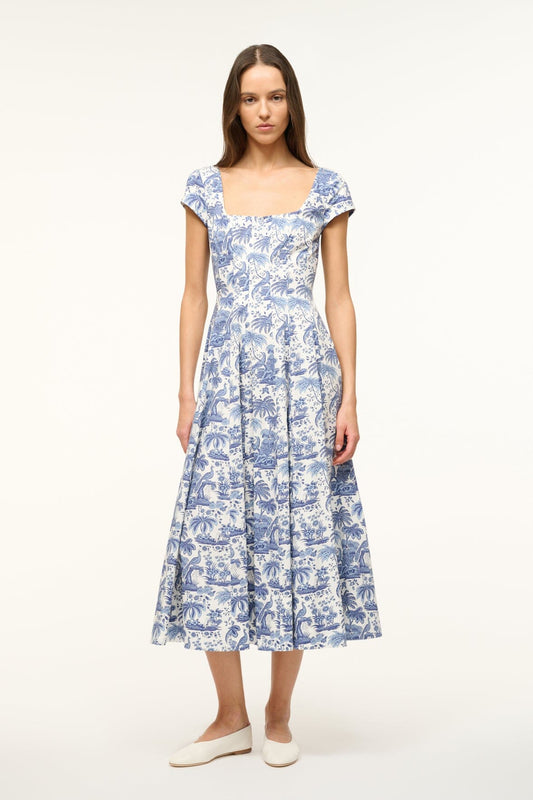 STAUD Dresses|Clothing Short Sleeve Wells Dress Blue Toile