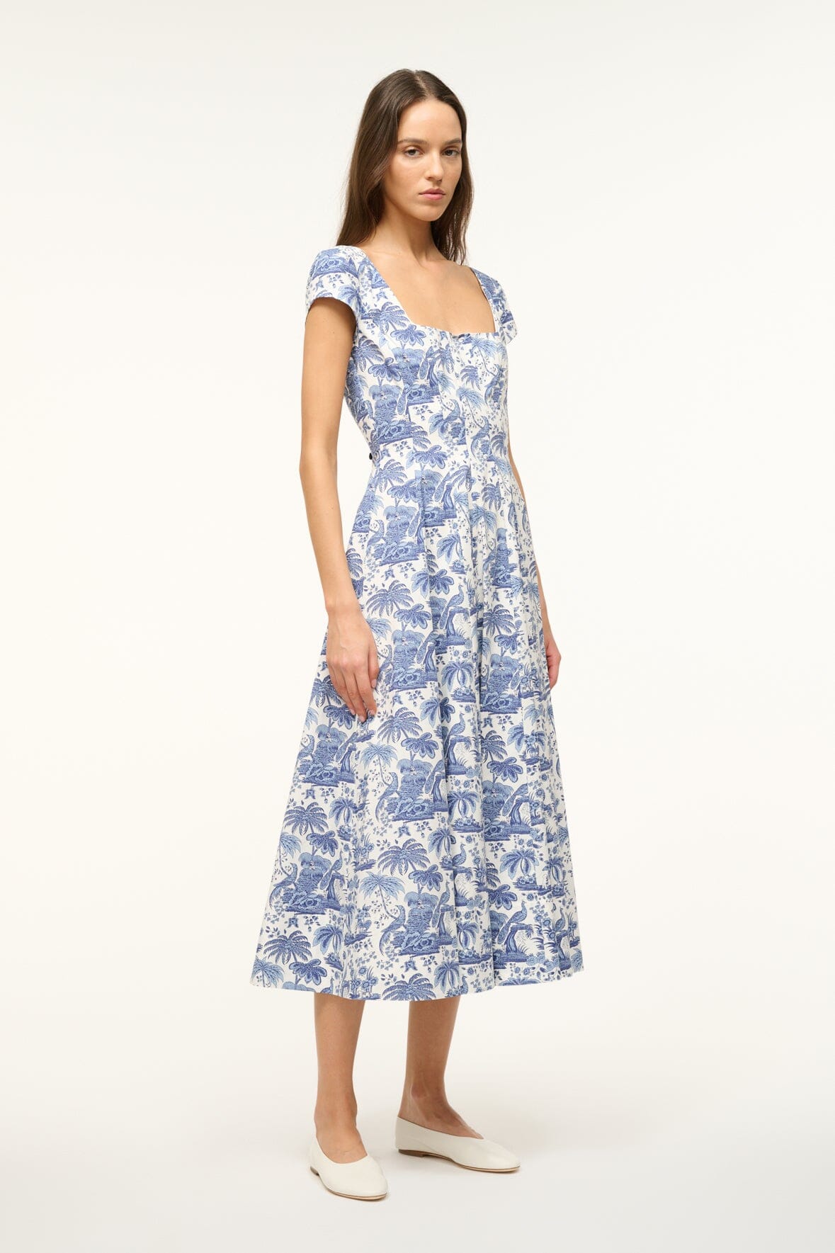 STAUD Dresses|Clothing Short Sleeve Wells Dress Blue Toile