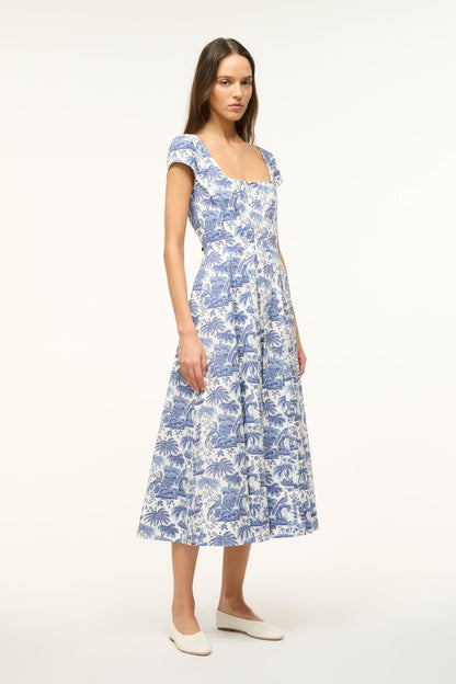 STAUD Dresses|Clothing Short Sleeve Wells Dress Blue Toile
