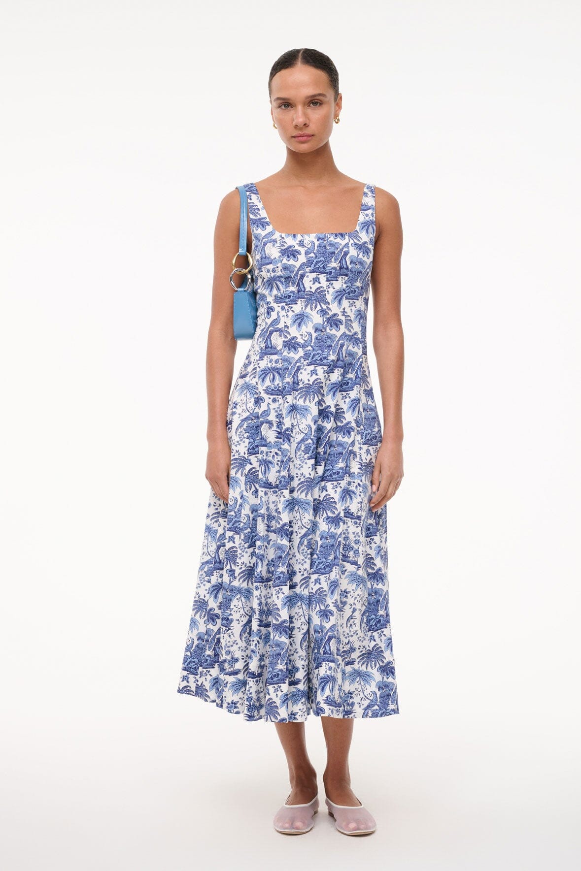 STAUD Dresses|Clothing Wells Dress - China Blue Toile