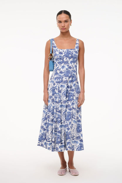 STAUD Dresses|Clothing Wells Dress - China Blue Toile