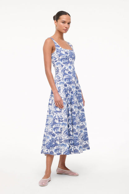 STAUD Dresses|Clothing Wells Dress - China Blue Toile